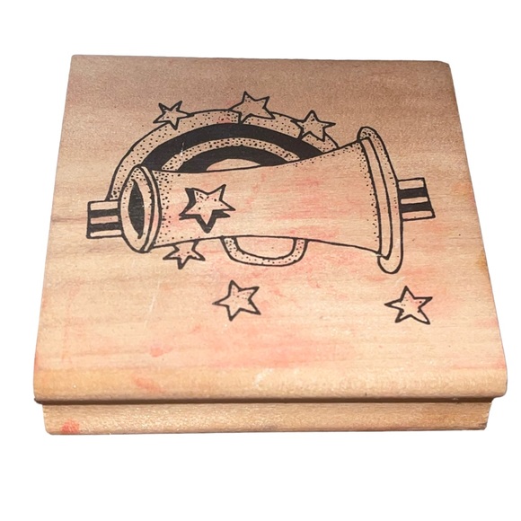 Megaphone cheerleader stars rainbow RUBBER STAMP 33P. - Picture 2 of 4